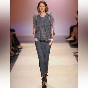 Isabel Marant 100% Silk Sleeveless Flutter Ruffle Top